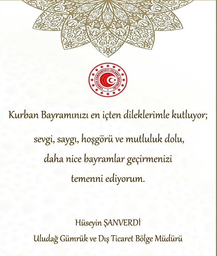 Bölge Müdürümüz Sayın Hüseyin ŞANVERDİ'nin "Kurban Bayramı" Mesajı